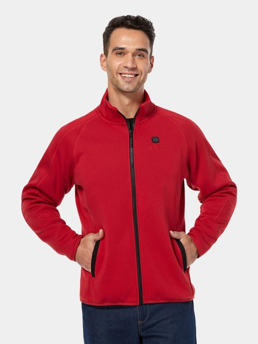 Ororo Heated Fleece Jacket Mens Red Size Small Full Zip Outdoor NEW